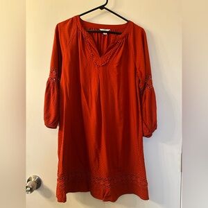 Crown & Ivy Rust Dress with Lace Detail